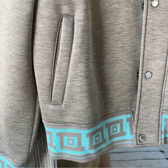 Versace Gray Scuba Bomber Jacket with Turquoise Trim Sz XL - Picture 8 of 13